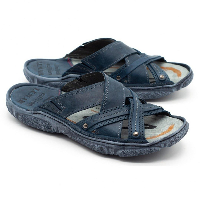 Pánské kožené žabky 1654 navy blue