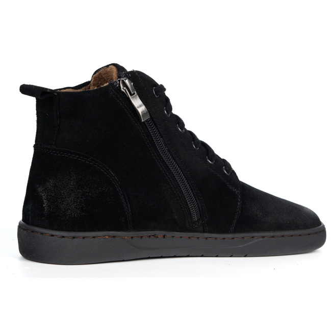 Buty damskie zimowe barefoot skórzane Z-B04 czarne