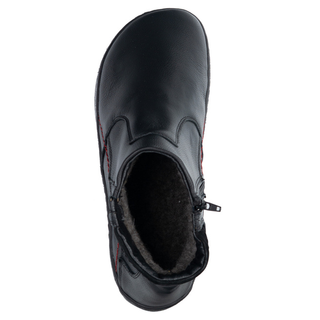 Buty męskie barefoot zimowe skórzane 756MP polskie obuwie z naturalnej skóry ocieplane czarne