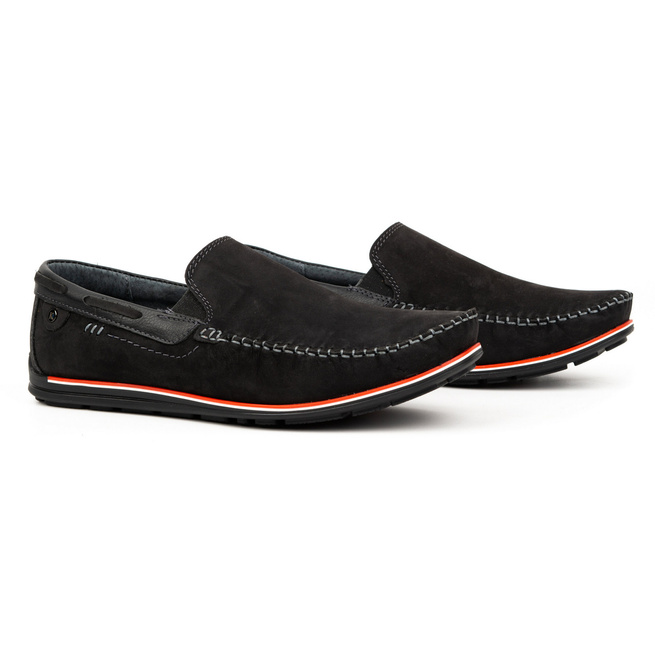 Pánské kožené mokasíny 920K black nubuck
