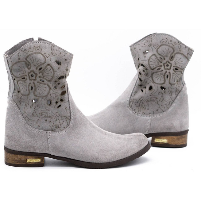 Dámské semišové prolamované boty Jess light grey