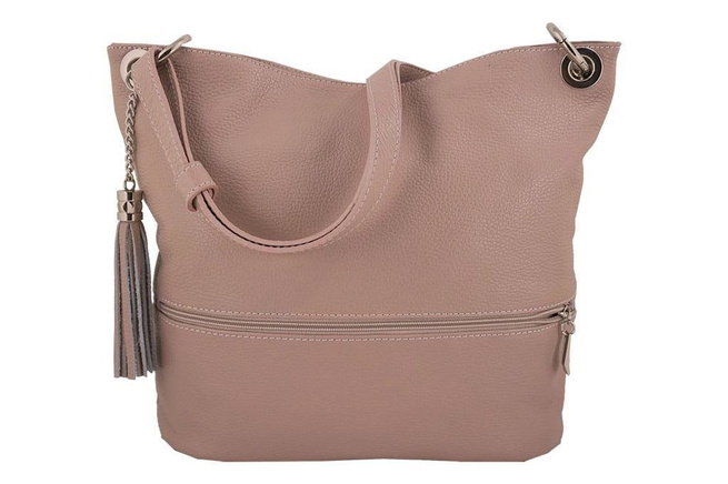 Italská kožená kabelka Barberinis - Pudrově růžová