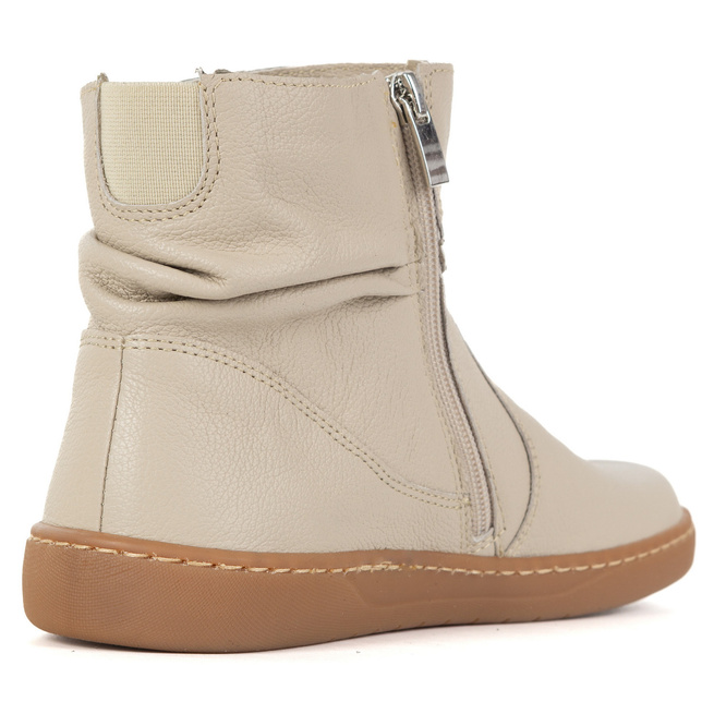 Damskie buty barefoot sztyblety z zamkiem ocieplane 1297 beżowe