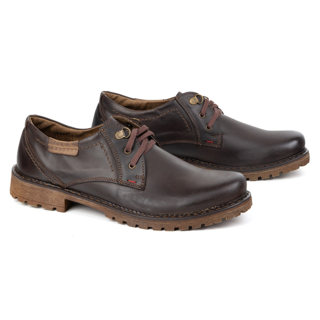 Buty męskie skórzane OLIVIER 312GT  ciemno brązowe