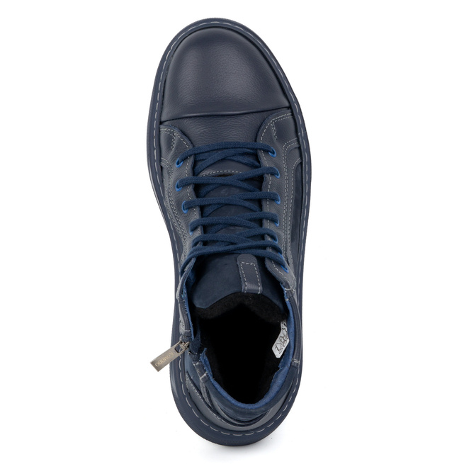 Pánské zimní kožené tenisky 886K navy blue