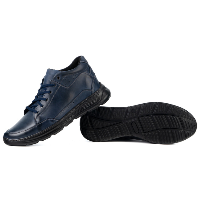 Pánská zateplená kotníková obuv 968MA navy blue lace-up