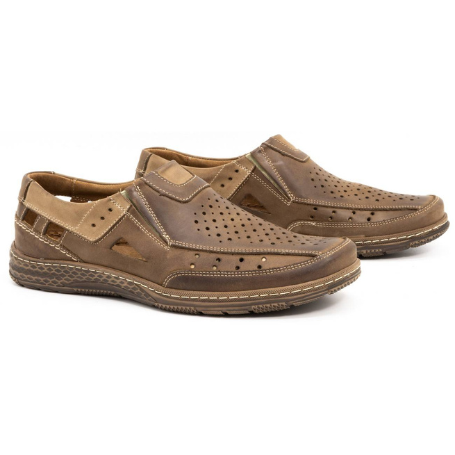 Pánské kožené mokasíny 893MP tmavě hnědé