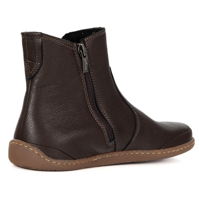 Damskie buty barefoot sztyblety z zamkiem ocieplane 1263 brązowe