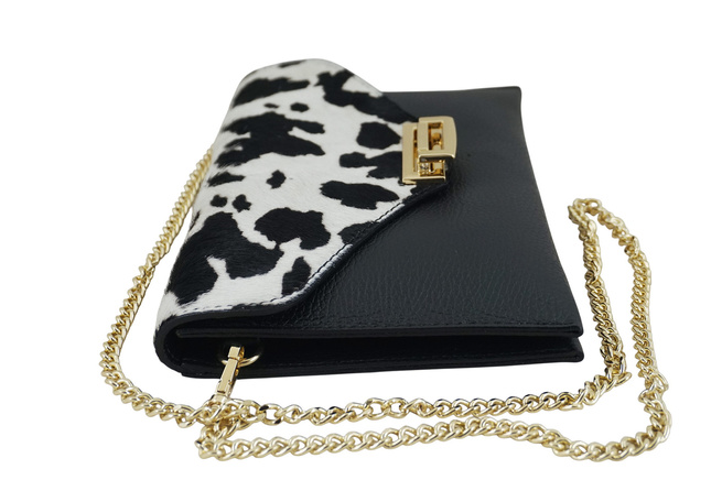 Kožená taška do ruky a přes rameno - černá