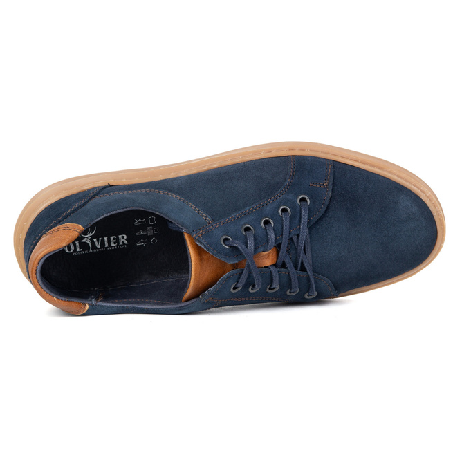 Buty męskie zamszowe skóra naturalna 7136DT granatowe