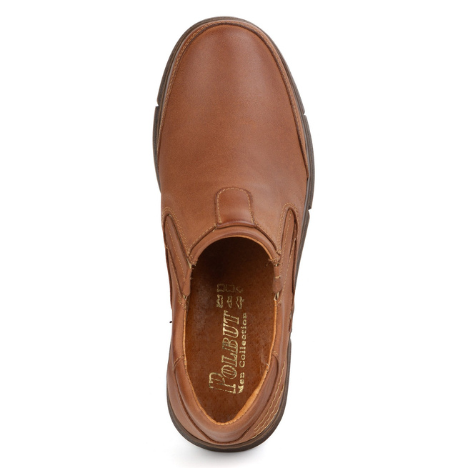 Pánské kožené nazouvací boty J51 camel