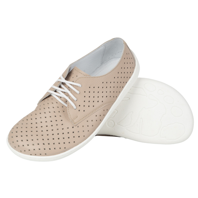 BAREFOOT Damskie minimalistyczne sneakersy 1288POL beż z białym