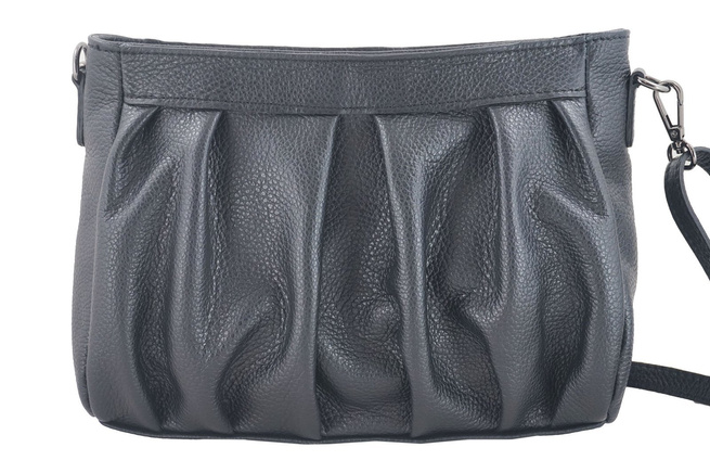 Modna marszczona torebka damska - Czarna