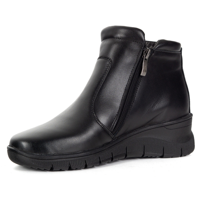 Kožené boty na platformách 1701 black face zip up