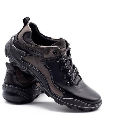 Skórzane buty męskie TRAPERY 207 czarne