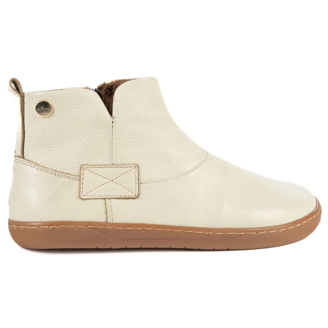 Dámské zimní boty barefoot kožené na zip Z-B07 cream ecru