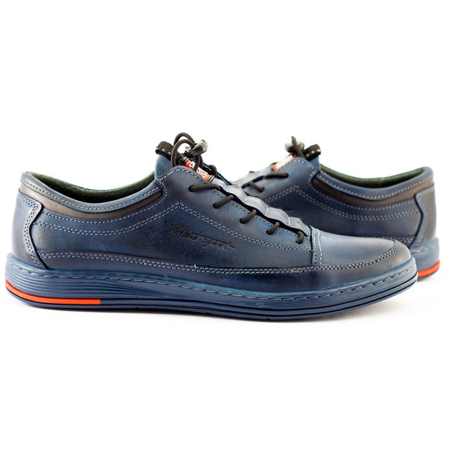 Buty męskie skórzane casual K22 granatowe