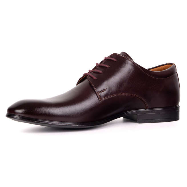 Buty męskie skórzane wizytowe Olivier 484 bordowe – klasyczne półbuty derby