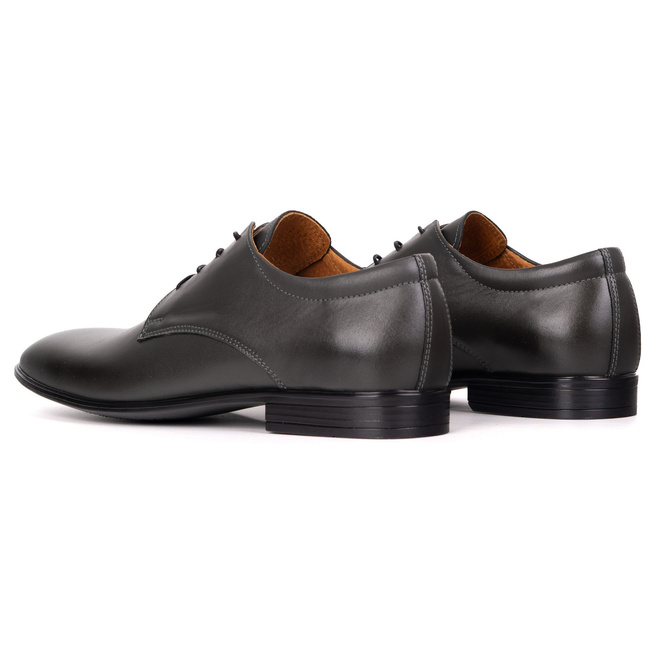 Buty męskie skórzane wizytowe Olivier 484 szare – klasyczne półbuty derby