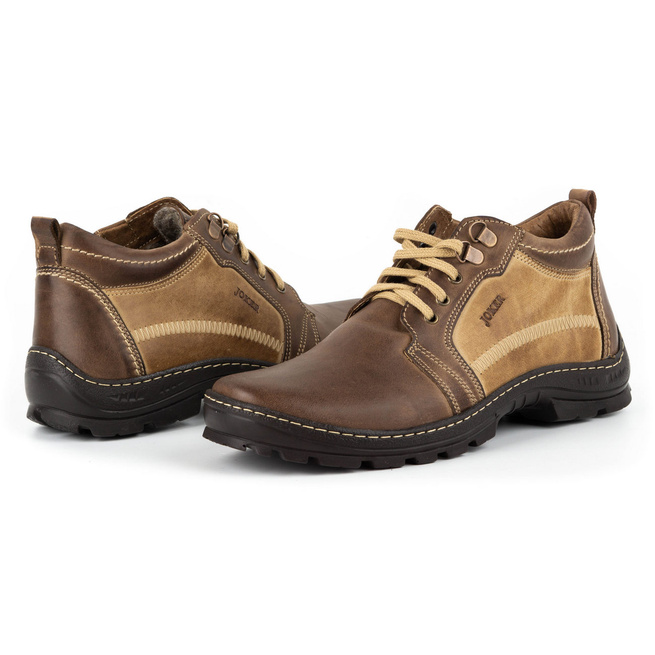 JOKER 592 hnědé pánské zimní kožené boty