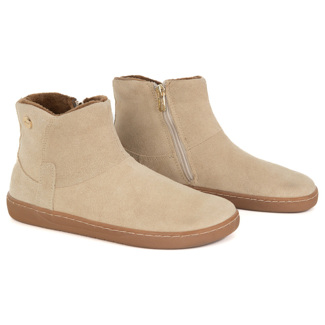 Dámské barefoot zimní kožené boty zateplené kožešinou Olivier 202MP beige