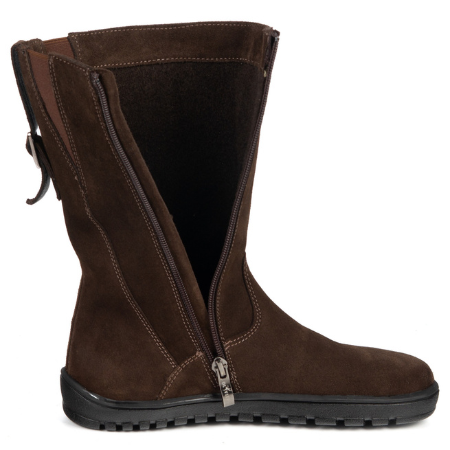 Barefoot Vivian kožené polobotky zimní s nulovou kapkou hnědé podrážky