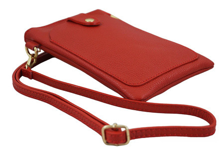 Mini torebka etui na telefon ze skóry czerwona jasna