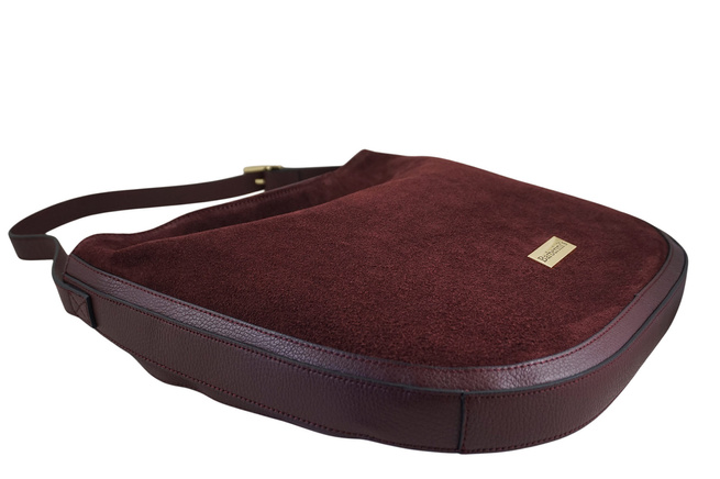 Velká semišová taška přes rameno - bordó