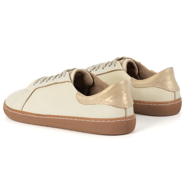 Aura: Kremowe Damskie Barefoot Sneakersy Skórzane | Wygodne Buty z Płaską Podeszwą