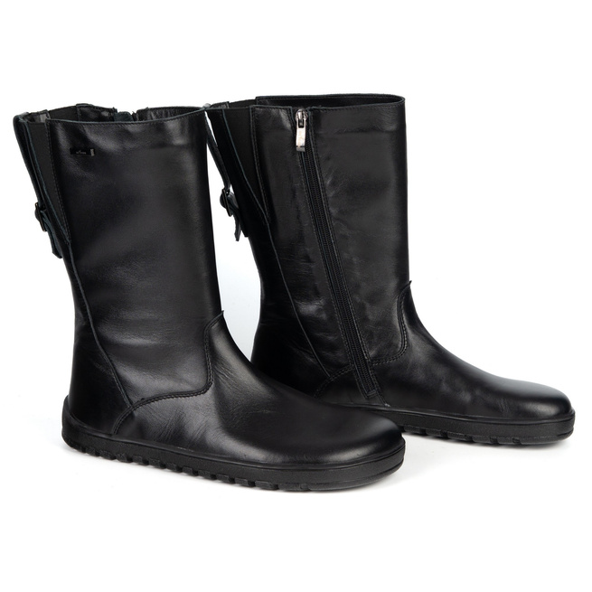 Barefoot Vivian kožené polobotky zimní podrážka nulová kapka černá tvář