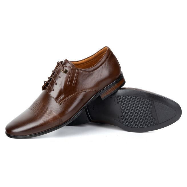 Buty męskie skórzane wizytowe 481 ciemny brąz