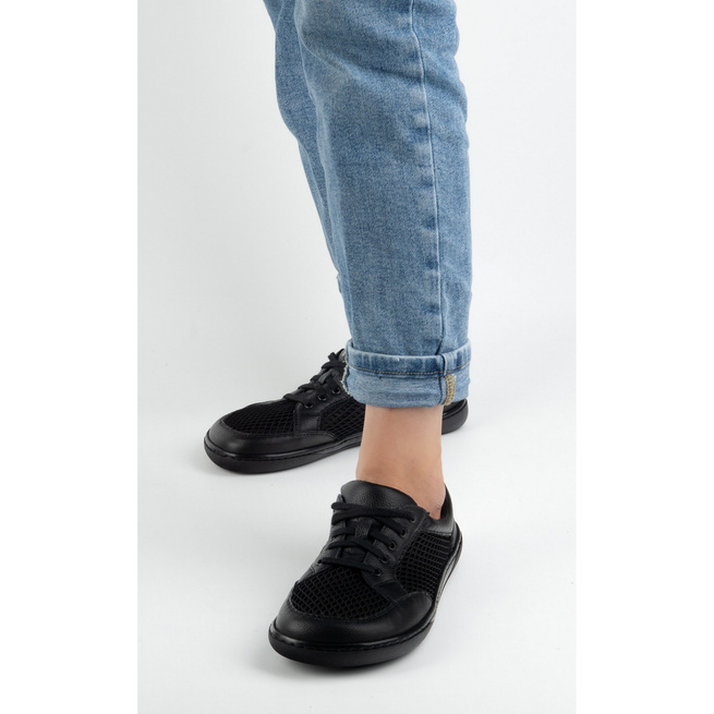 Dámská minimalistická kožená obuv barefoot 0772SW černá