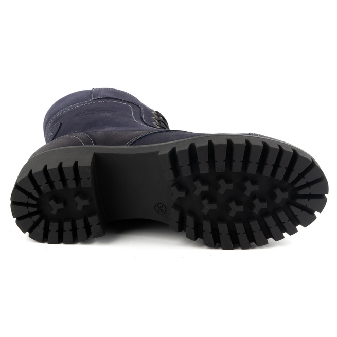 Dámské kožené boty zateplené zimní boty 272BB navy blue