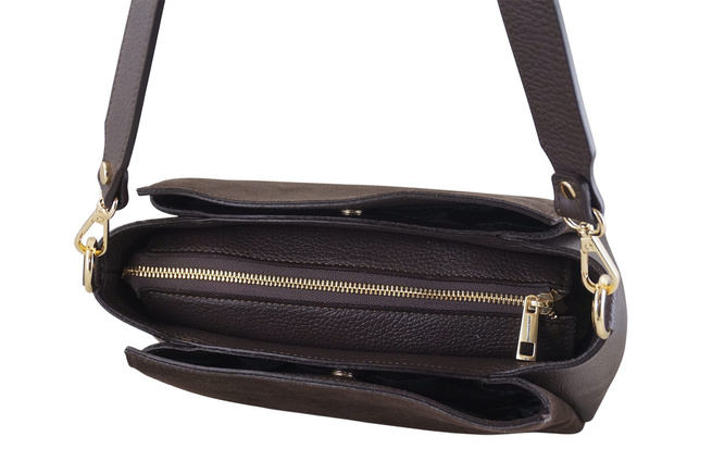 Kabelka do města z přírodního semiše a kůže - Hnědá tmavá