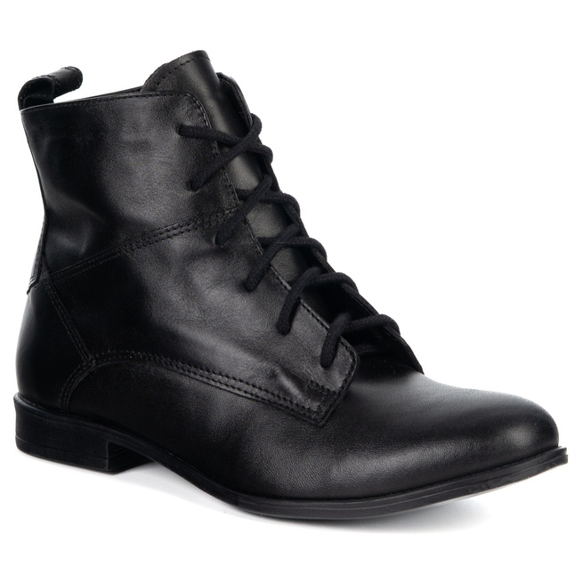 Olivier Claire – klasyczne botki damskie sznurowane z zamkiem, skóra naturalna