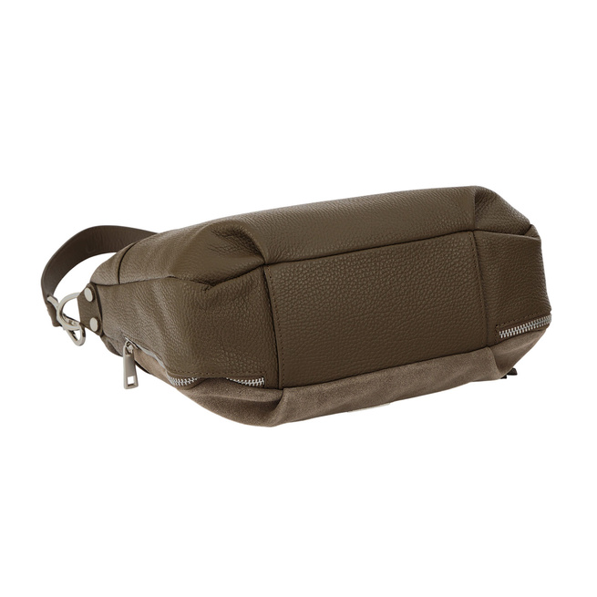 Skórzana torebka z zamszowym akcentem - Beżowa ciemna