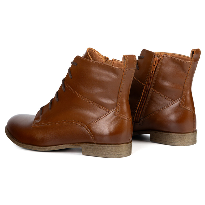 Olivier Claire - klasické dámské šněrovací boty na zip, přírodní kůže, hnědá barva