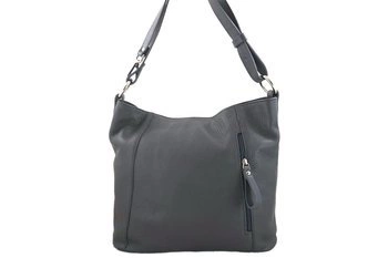 Pojemny skórzany worek na ramię - Szary ciemny