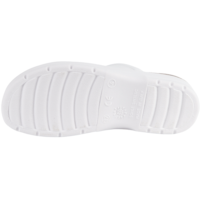 Comfooty Alessia klapki damskie skórzane anatomiczne ażurowe białe