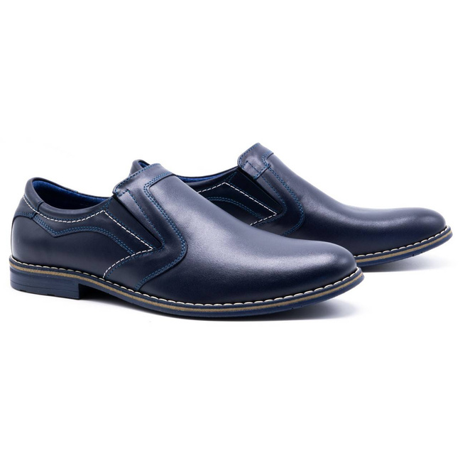 Elegantní pánská kožená obuv 283LU navy blue