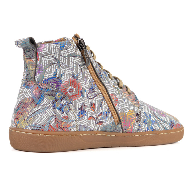 Buty damskie zimowe barefoot skórzane Z-B04 kwiaty