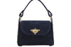 Semišová kabelka se zlatými doplňky - tmavě modrá