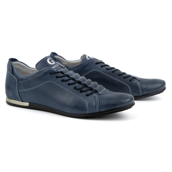 Buty sportowe męskie skórzane 2123 niebieskie