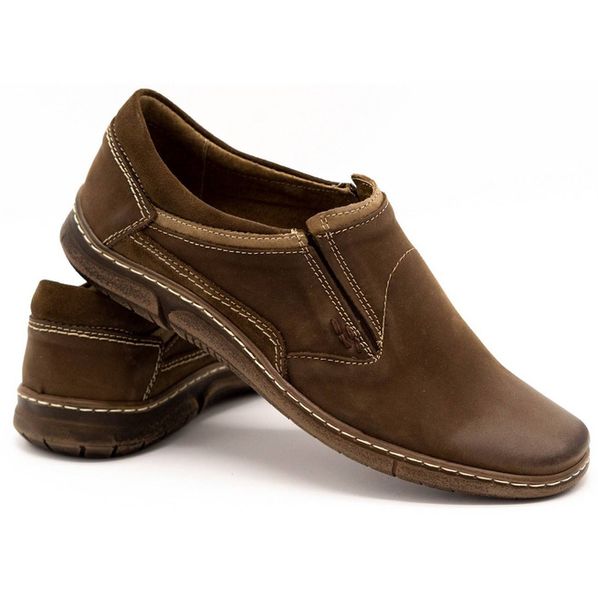 Buty męskie skórzane wsuwane 860K brązowe