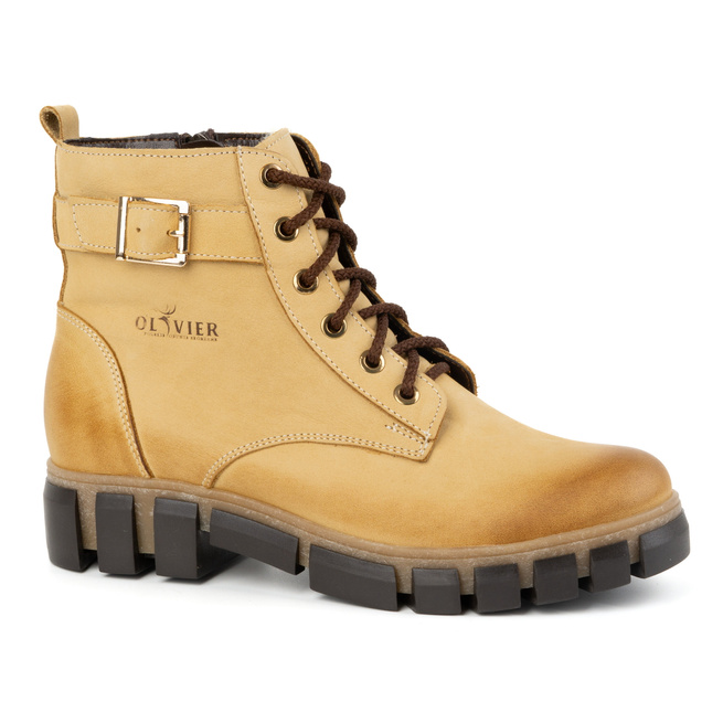 Dámské zateplené kožené boty 373BB beige