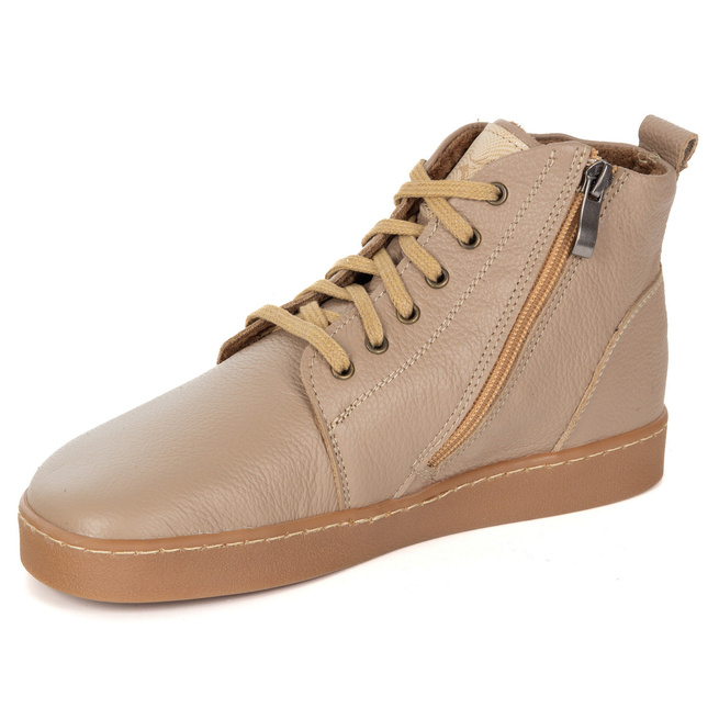 Buty damskie zimowe barefoot skórzane Z-B04 beżowe