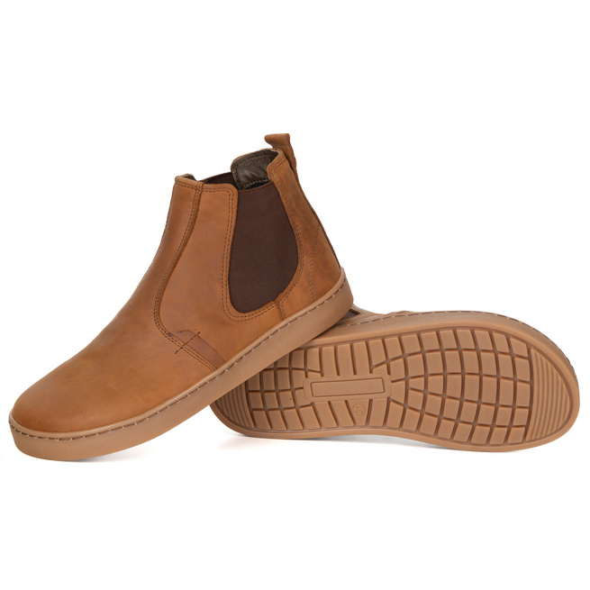 Buty męskie sztyblety barefoot skórzane Olivier 100KZ jasnobrązowe