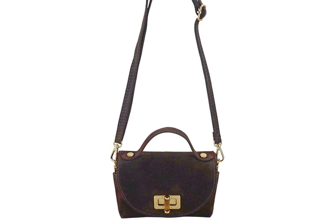 Malá semišová společenská kabelka - Hnědá tmavá