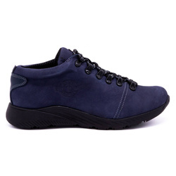 Damskie buty trekkingowe skóra 674BB granatowe