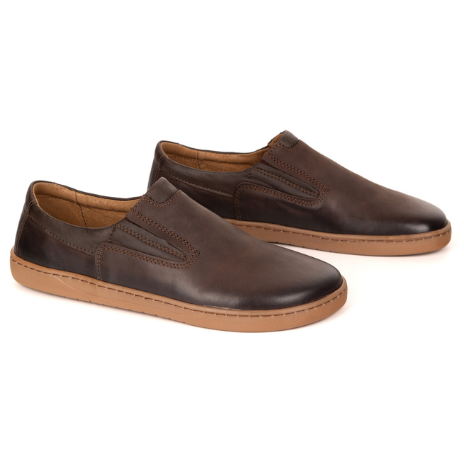 Buty BAREFOOT skórzane czarne męskie 75KZ ciemno brązowe